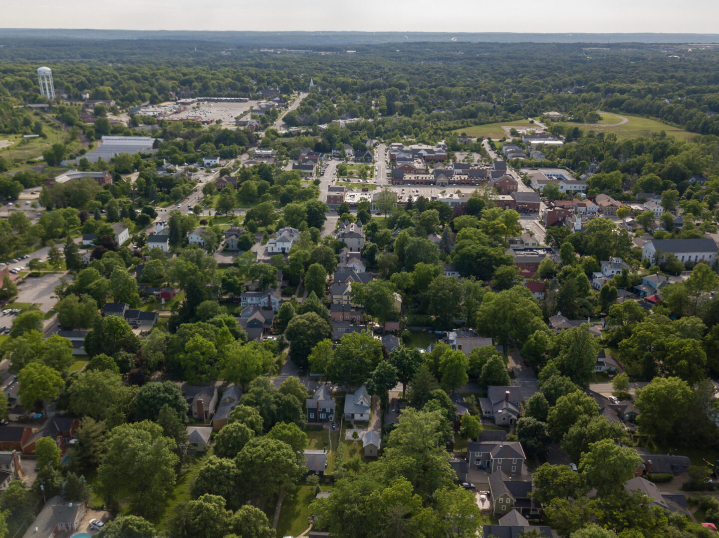 A bird 's eye view of the city of naperville.